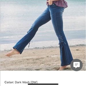 Venus Lace Up Flare Jeans